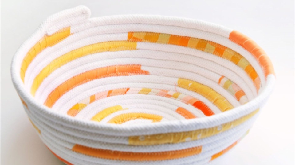 Featured image for How to Sew: A Fabric Scrap Rope Bowl