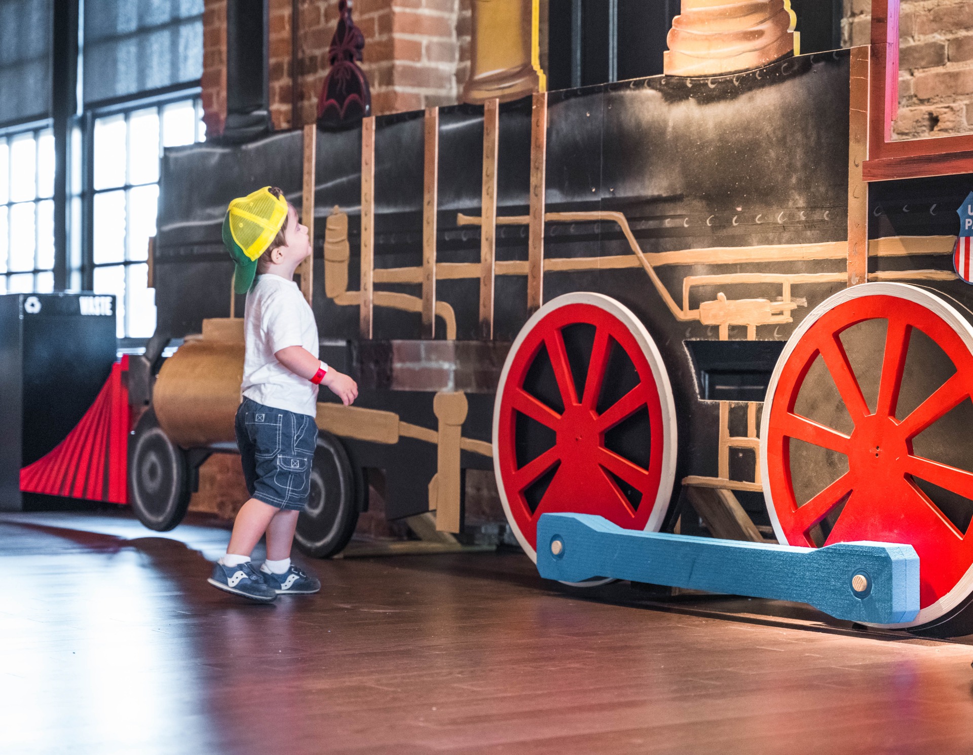 Child explores craft train